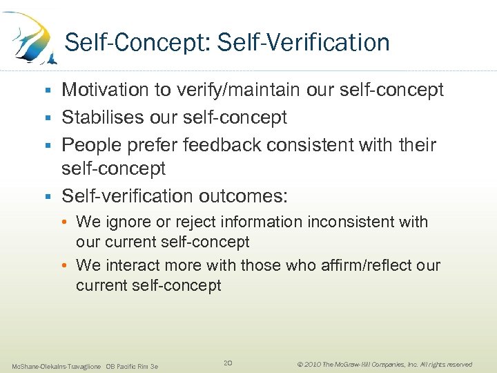 Self-Concept: Self-Verification Motivation to verify/maintain our self-concept § Stabilises our self-concept § People prefer