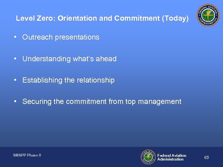 Level Zero: Orientation and Commitment (Today) • Outreach presentations • Understanding what’s ahead •