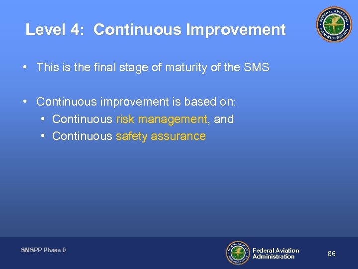 Level 4: Continuous Improvement • This is the final stage of maturity of the