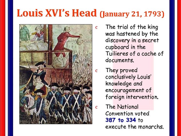 Louis XVI’s Head (January 21, 1793) c The trial of the king was hastened