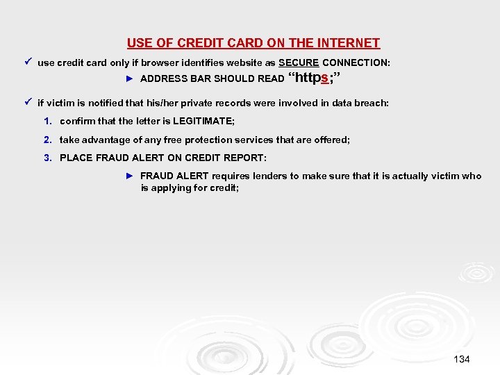 USE OF CREDIT CARD ON THE INTERNET use credit card only if browser identifies