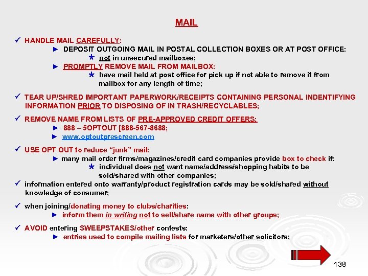 MAIL HANDLE MAIL CAREFULLY: ► DEPOSIT OUTGOING MAIL IN POSTAL COLLECTION BOXES OR AT