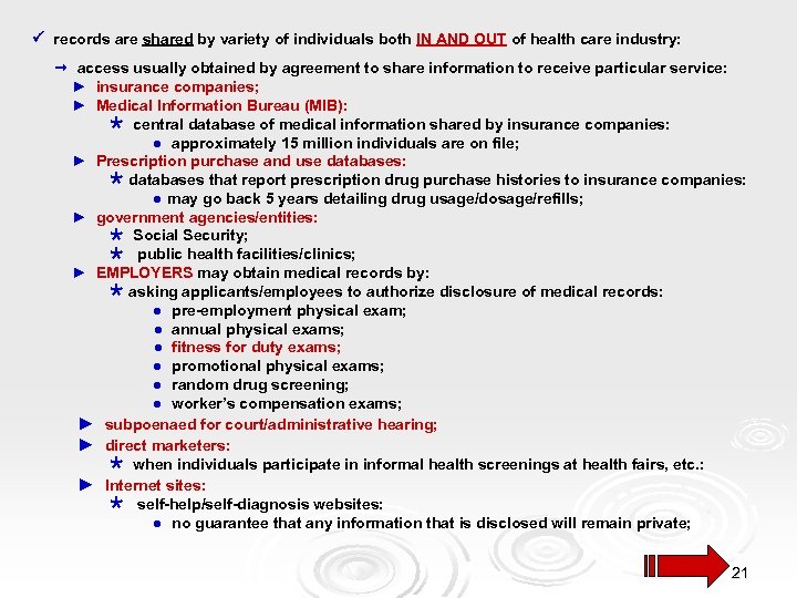  records are shared by variety of individuals both IN AND OUT of health