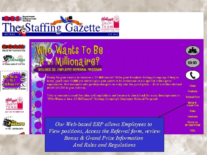 Our Web-based ERP allows Employees to View positions, Access the Referral form, review Bonus