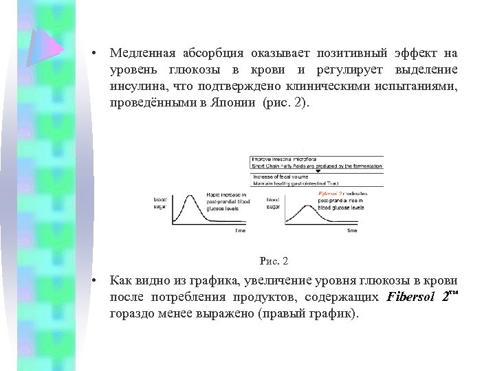  • Медленная абсорбция оказывает позитивный эффект на уровень глюкозы в крови и регулирует