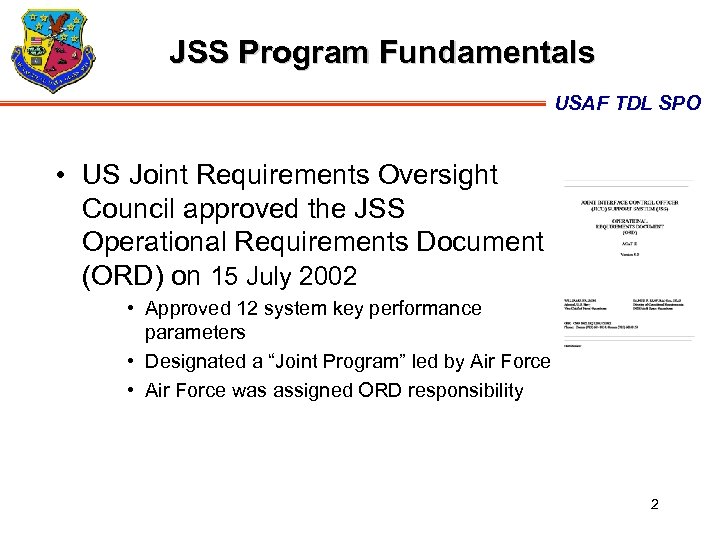 USAF TDL SPO Joint Interface Control Officer JICO