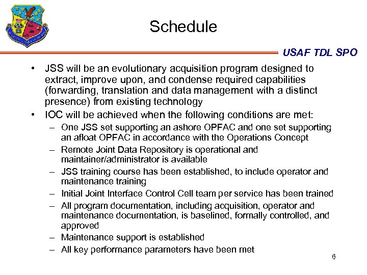 USAF TDL SPO Joint Interface Control Officer JICO