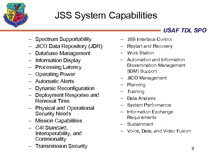 USAF TDL SPO Joint Interface Control Officer JICO