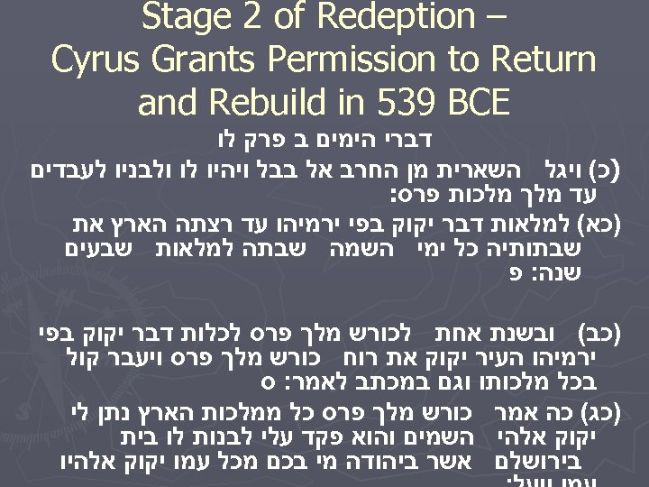  – Stage 2 of Redeption Cyrus Grants Permission to Return and Rebuild in