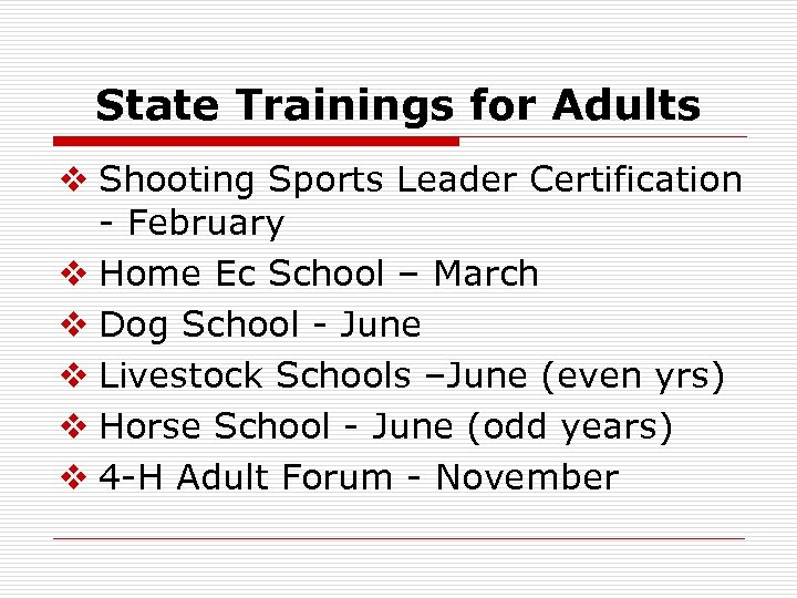 State Trainings for Adults v Shooting Sports Leader Certification - February v Home Ec