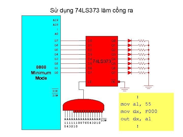 Sử dụng 74 LS 373 làm cổng ra A 19 A 18 : A