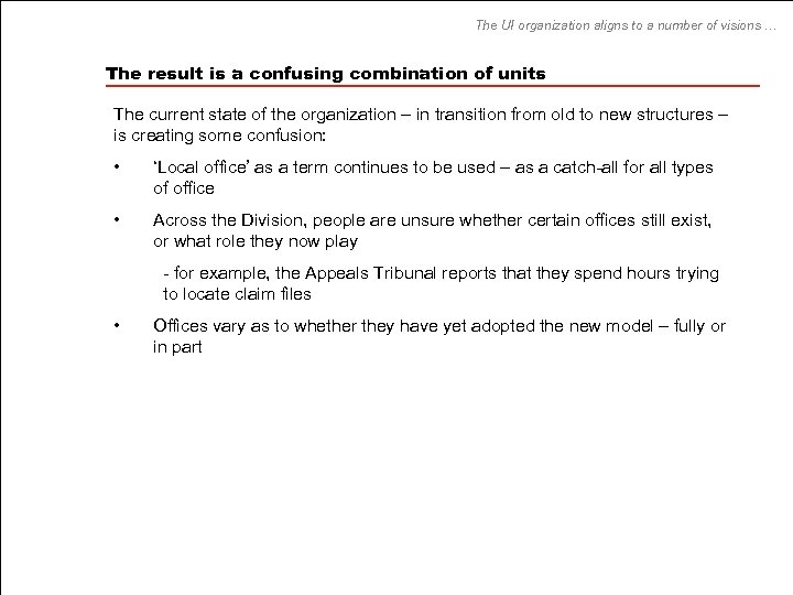 The UI organization aligns to a number of visions … The result is a