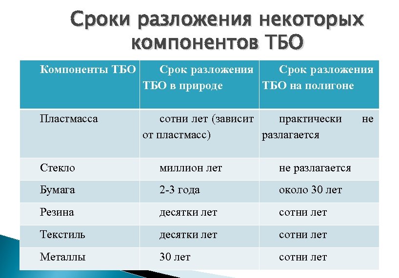 Сроки утилизации отходов