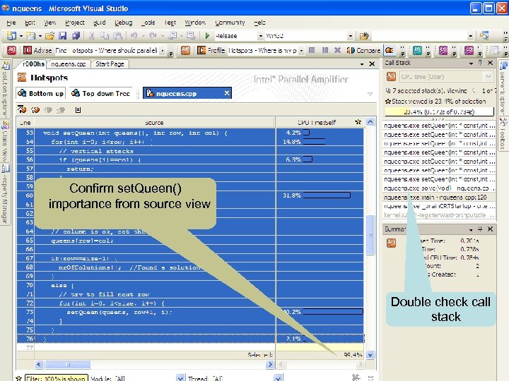 Confirm set. Queen() importance from source view Double check call stack 17 