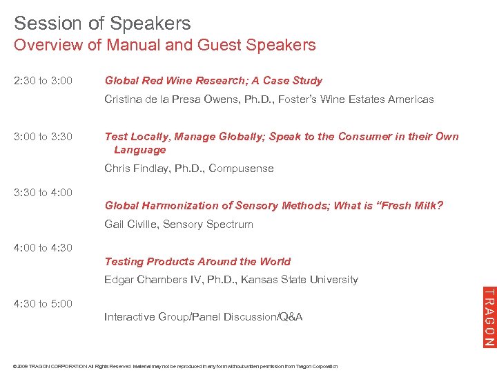 Session of Speakers Overview of Manual and Guest Speakers 2: 30 to 3: 00