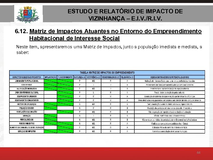 ESTUDO E RELATÓRIO DE AMBIENTAL – E. I. V. ESTUDO DE IMPACTO DE VIZINHANÇA