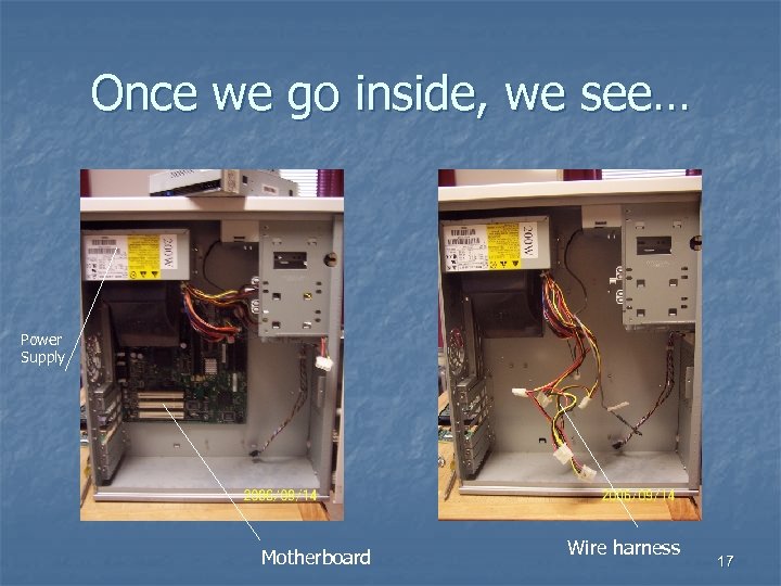 Once we go inside, we see… Power Supply Motherboard Wire harness 17 