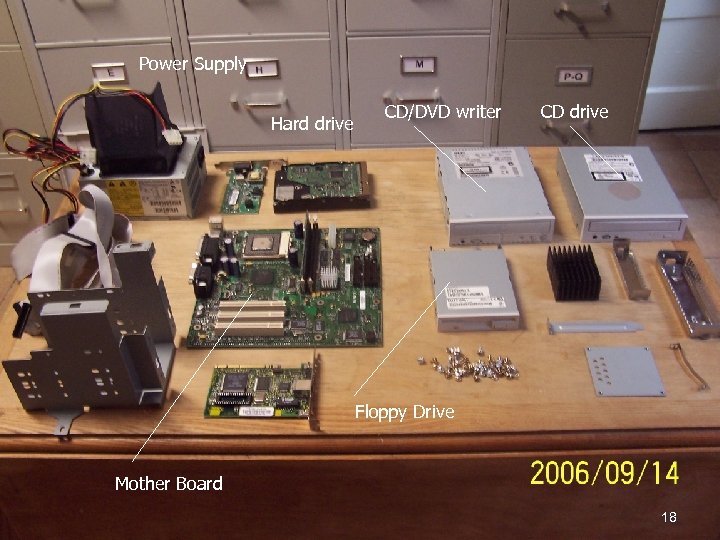 Power Supply Major Computer. CD/DVD writer CD drive Components Hard drive Floppy Drive Mother
