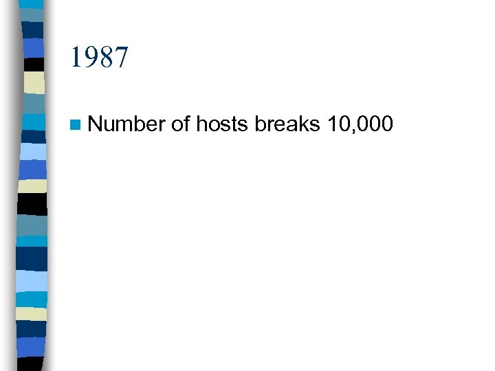 1987 n Number of hosts breaks 10, 000 