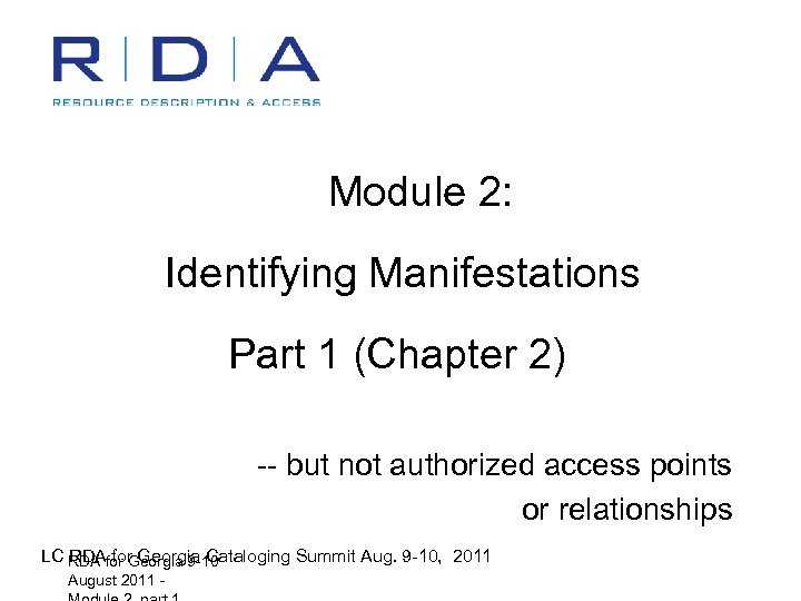 Module 2: Identifying Manifestations Part 1 (Chapter 2) -- but not authorized access points