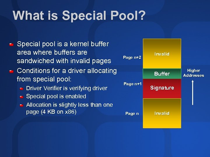 What is Special Pool? Special pool is a kernel buffer area where buffers are