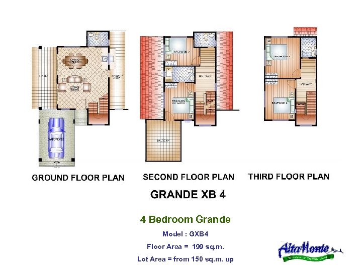 4 Bedroom Grande Model : GXB 4 Floor Area = 199 sq. m. Lot