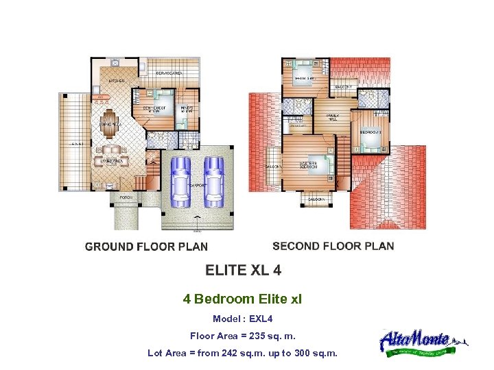 4 Bedroom Elite xl Model : EXL 4 Floor Area = 235 sq. m.