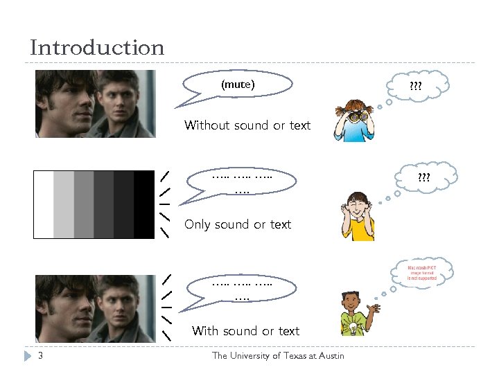 Introduction (mute) ? ? ? Without sound or text …. Only sound or text
