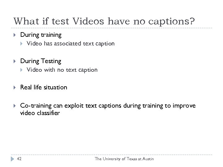 What if test Videos have no captions? During training Video has associated text caption