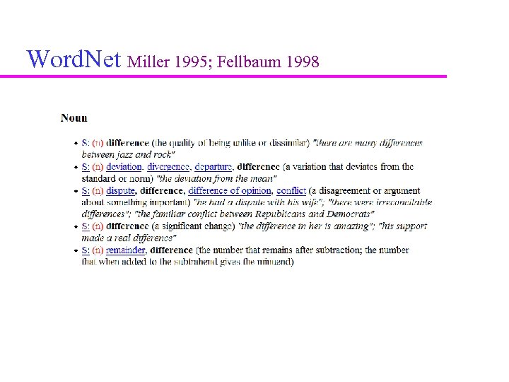 Word. Net Miller 1995; Fellbaum 1998 