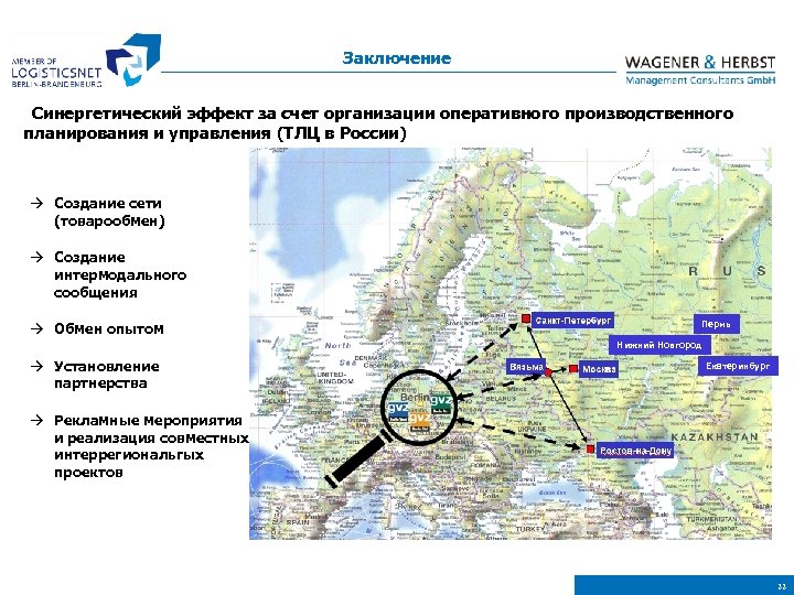 Заключение Синергетический эффект за счет организации оперативного производственного планирования и управления (ТЛЦ в России)