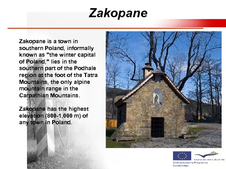 Zakopane is a town in southern Poland, informally known as 