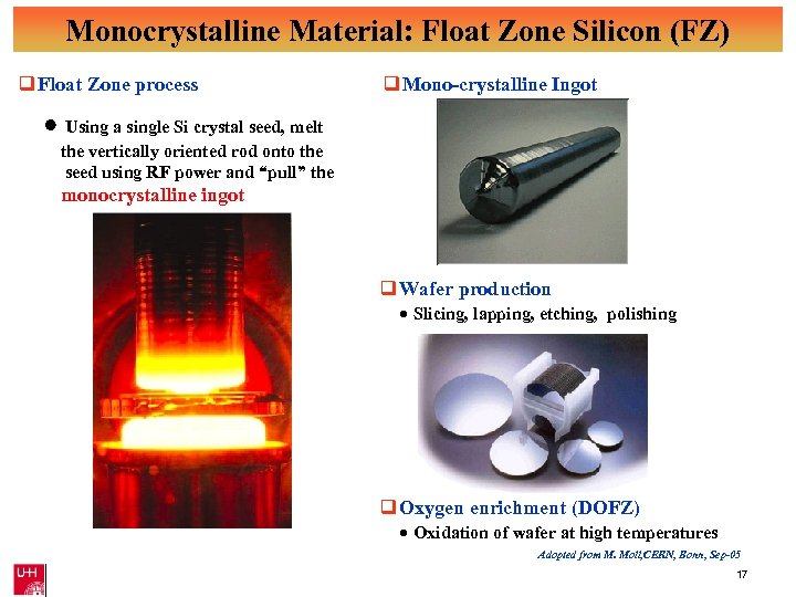 Monocrystalline Material: Float Zone Silicon (FZ) q Float Zone process q Mono-crystalline Ingot Using