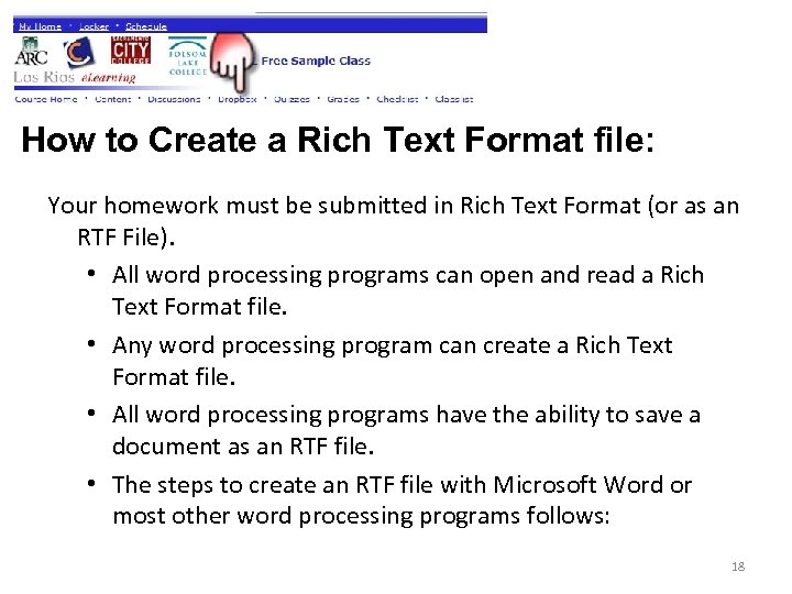 How to Create a Rich Text Format file: Your homework must be submitted in