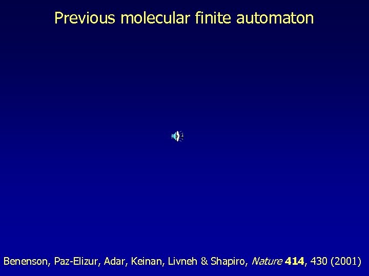 Previous molecular finite automaton Benenson, Paz-Elizur, Adar, Keinan, Livneh & Shapiro, Nature 414, 430
