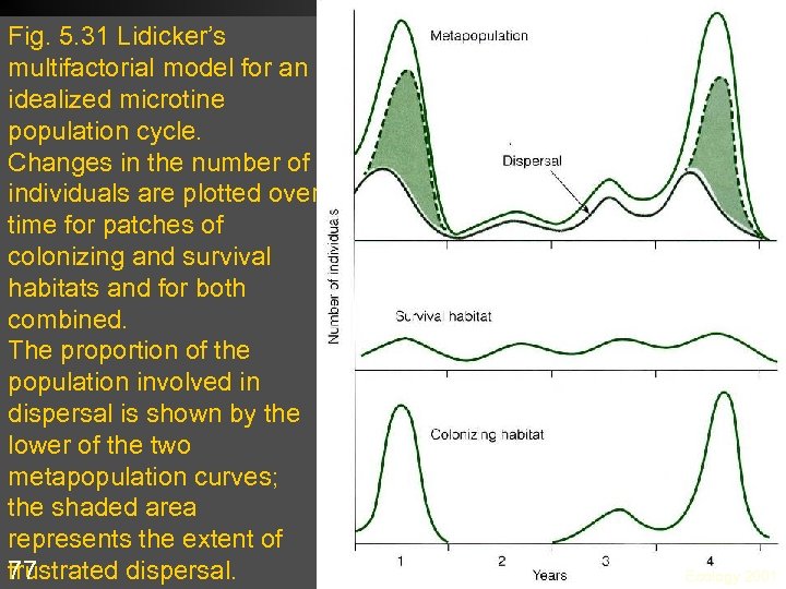 Fig. 5. 31 Lidicker’s multifactorial model for an idealized microtine population cycle. Changes in