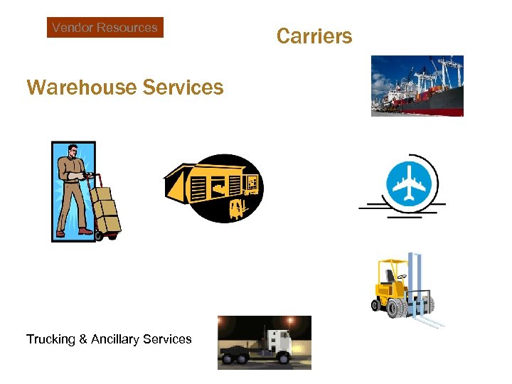 Vendor Resources Warehouse Services Trucking & Ancillary Services Carriers 