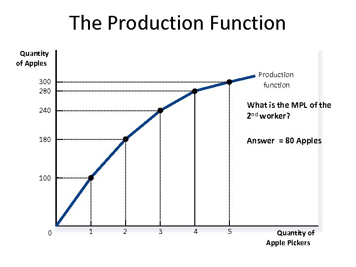 The Production Function Quantity of Apples Production function 300 280 240 What is the