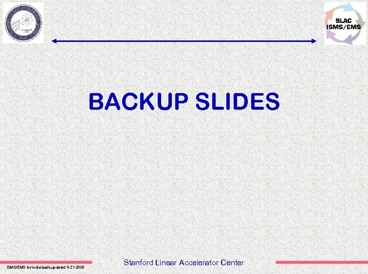 BACKUP SLIDES ISMS/EMS for individuals. updated 9 -21 -2005 Stanford Linear Accelerator Center 