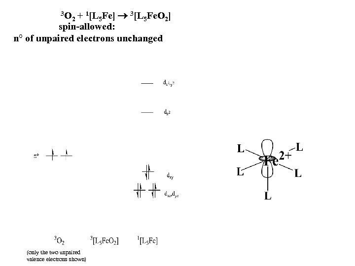 3 O 2 + 1[L 5 Fe] 3[L 5 Fe. O 2] spin-allowed: n°