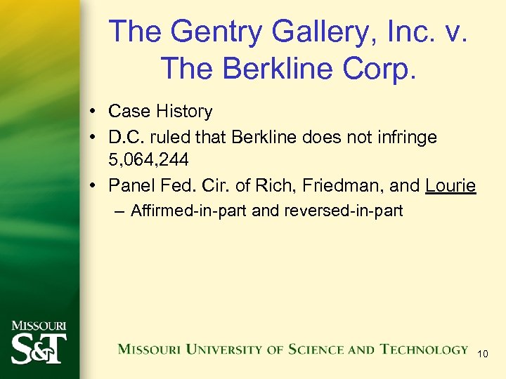The Gentry Gallery, Inc. v. The Berkline Corp. • Case History • D. C.