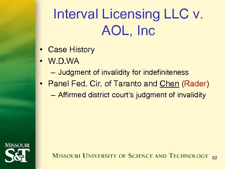 Interval Licensing LLC v. AOL, Inc • Case History • W. D. WA –