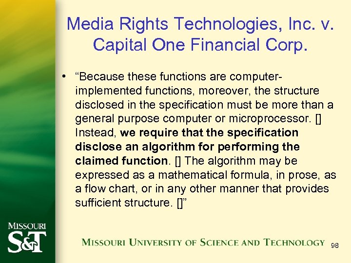 Media Rights Technologies, Inc. v. Capital One Financial Corp. • “Because these functions are