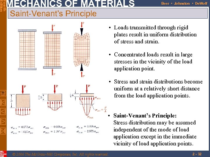 Fourth Edition MECHANICS OF MATERIALS Beer • Johnston • De. Wolf Saint-Venant’s Principle •