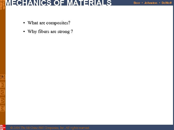 Fourth Edition MECHANICS OF MATERIALS • What are composites? • Why fibers are strong