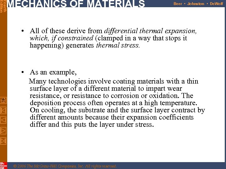 Fourth Edition MECHANICS OF MATERIALS Beer • Johnston • De. Wolf • All of