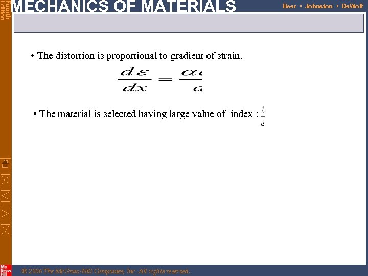Fourth Edition MECHANICS OF MATERIALS • The distortion is proportional to gradient of strain.