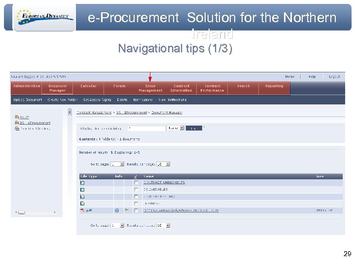 e-Procurement Solution for the Northern Ireland Navigational tips (1/3) 29 
