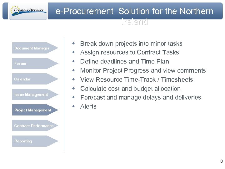 e-Procurement Solution for the Northern Ireland Document Manager Forum Calendar Issue Management Project Management