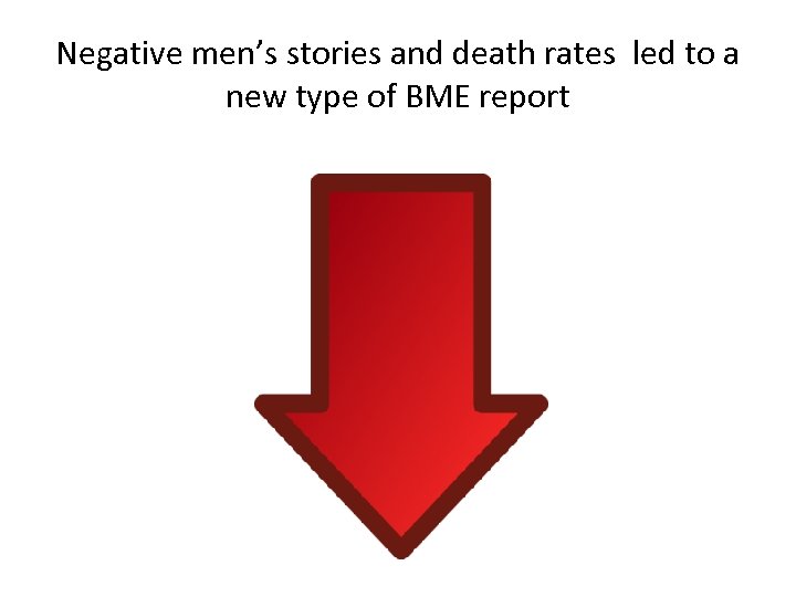 Negative men’s stories and death rates led to a new type of BME report